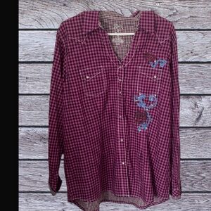 Rock 47 by wrangler plaid XXL cowboy rodeo western shirt, snap buttons c…